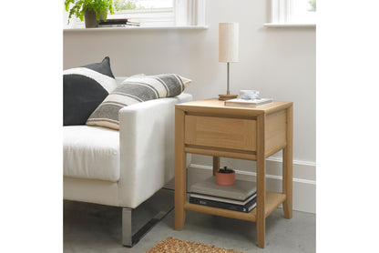 White Oak Veneer Side Table With Drawer