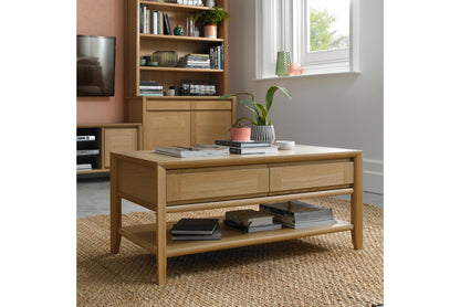 White Oak Veneer Coffee Table With Drawer