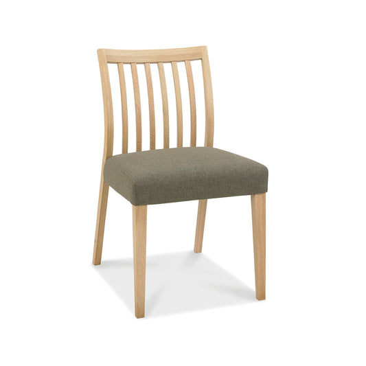 Oak Low Slat Back Chair Gold Black Fabric (Pair)