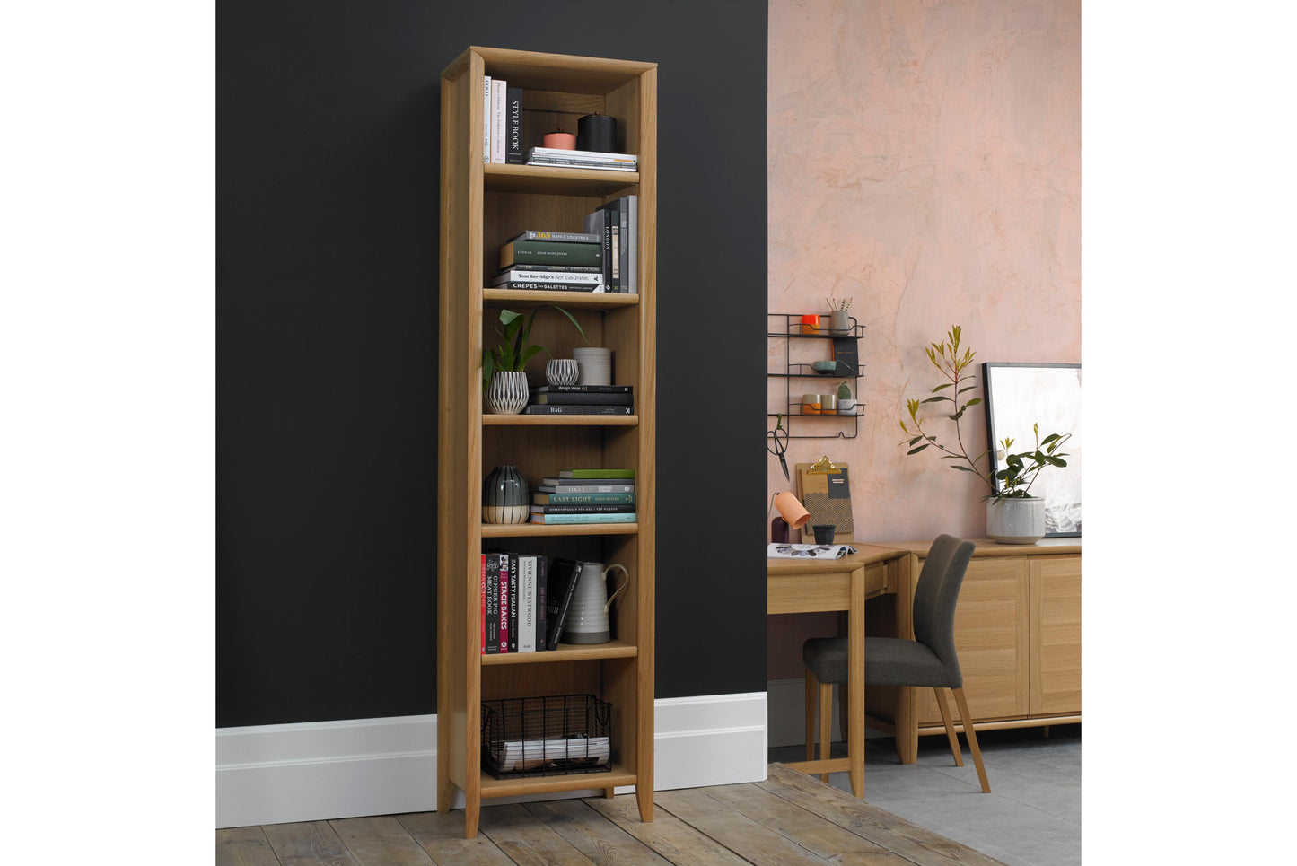 White Oak Veneer Narrow Bookcase