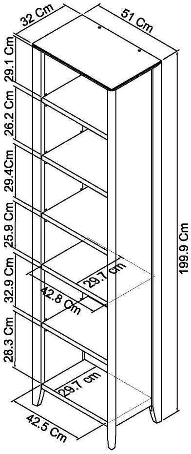 White Oak Veneer Narrow Bookcase