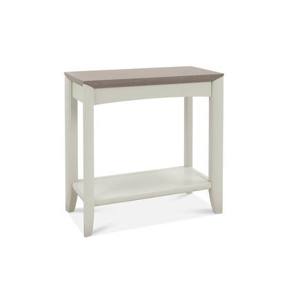 Grey Washed Oak & Soft Grey Side Table with Storage Shelf