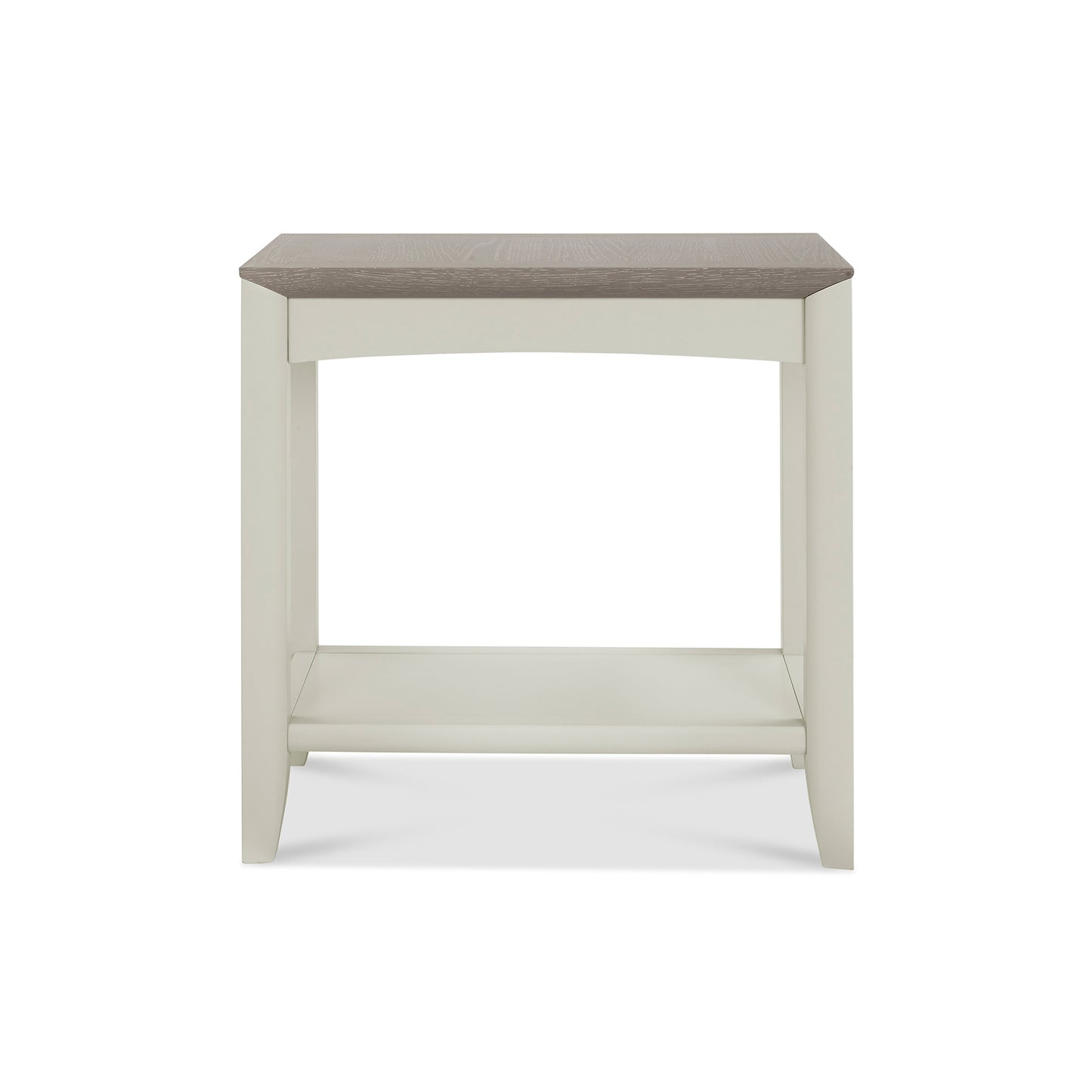 Grey Washed Oak & Soft Grey Side Table with Storage Shelf