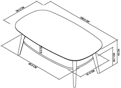 White Scandi Oak Coffee Table with Shelf and Solid Beech Legs