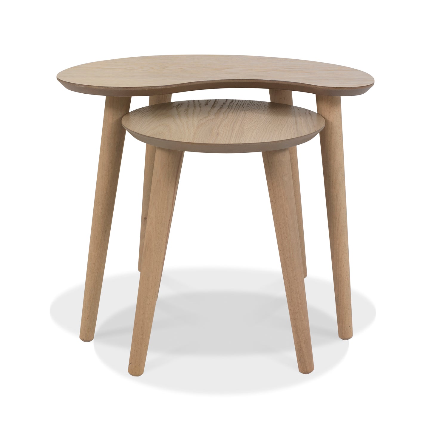 White Scandi Oak Nest of Lamp Tables