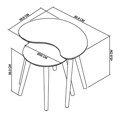 White Scandi Oak Nest of Lamp Tables