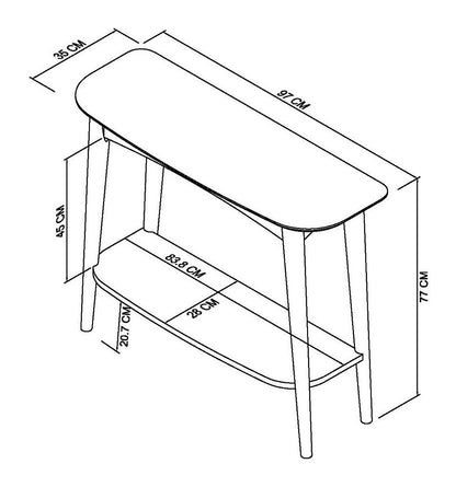 White Oak Console Table with Scandi Flare and Shelf