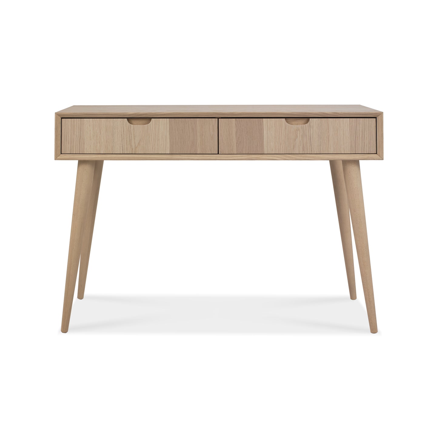 White Oak Console Table with Scand Flare and Self Close Drawers