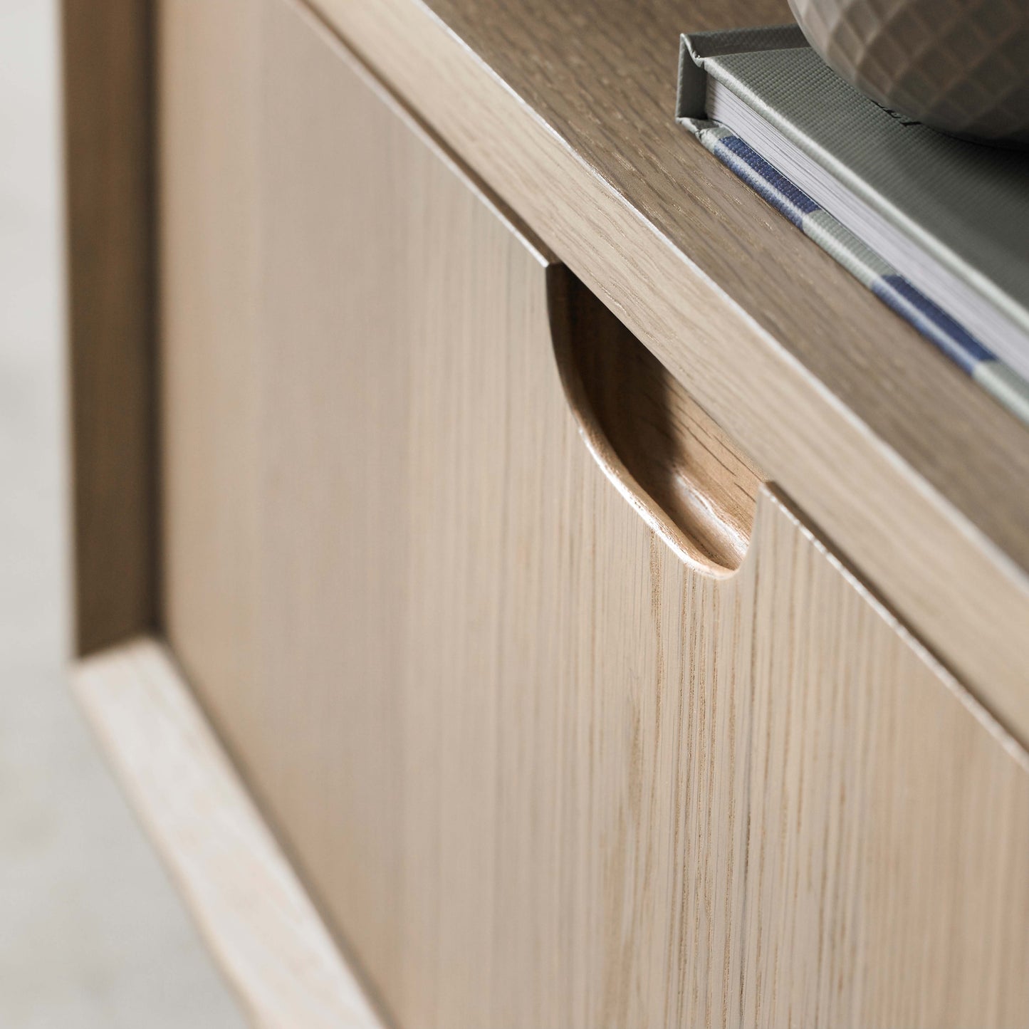 White Oak Console Table with Scand Flare and Self Close Drawers