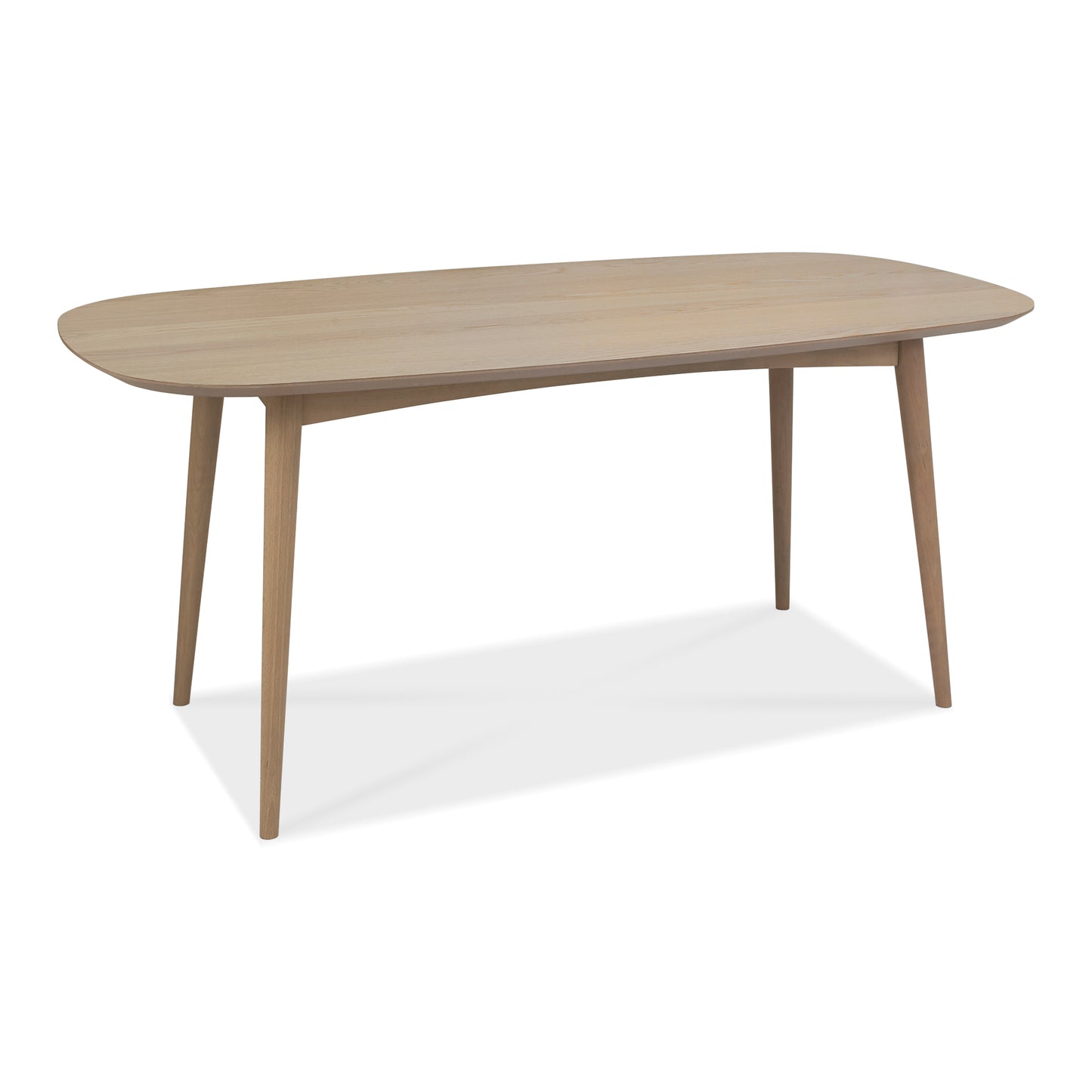 6 Seater 175cm Rectangle White Scandi Oak Dining Table with Solid Beech Legs