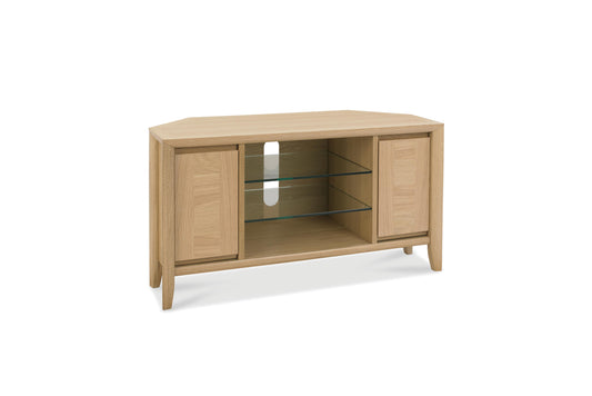 White Oak Veneer Corner Entertainment Unit