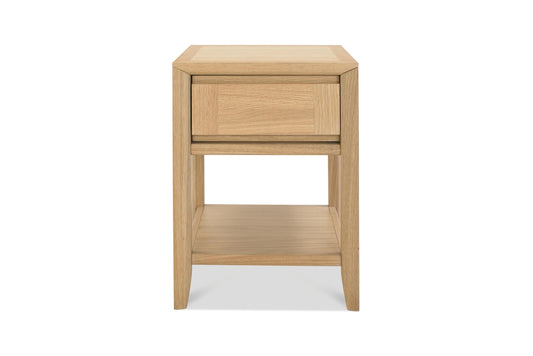 White Oak Veneer Side Table With Drawer