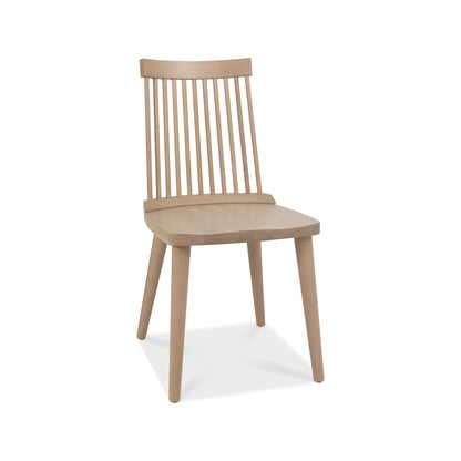 Set of 2 White Scandi Oak Finish Spindle Backed Dining Chairs