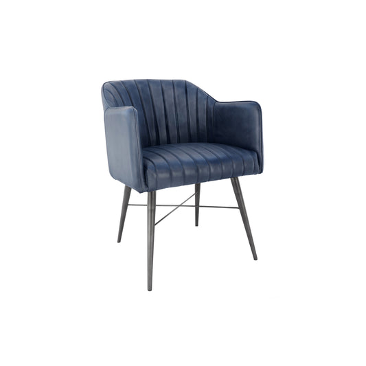 Set of 2 - Stylish Blue Classic Leather Tub Chair