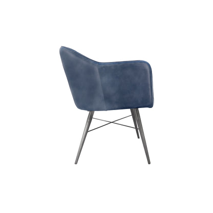 Set of 2 - Stylish Blue Classic Leather Tub Chair