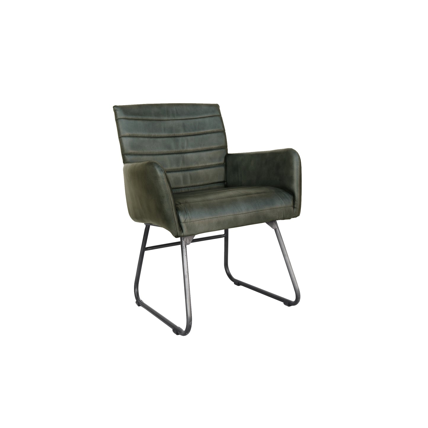 Set of 2 - Light Grey Leather & Iron Chair