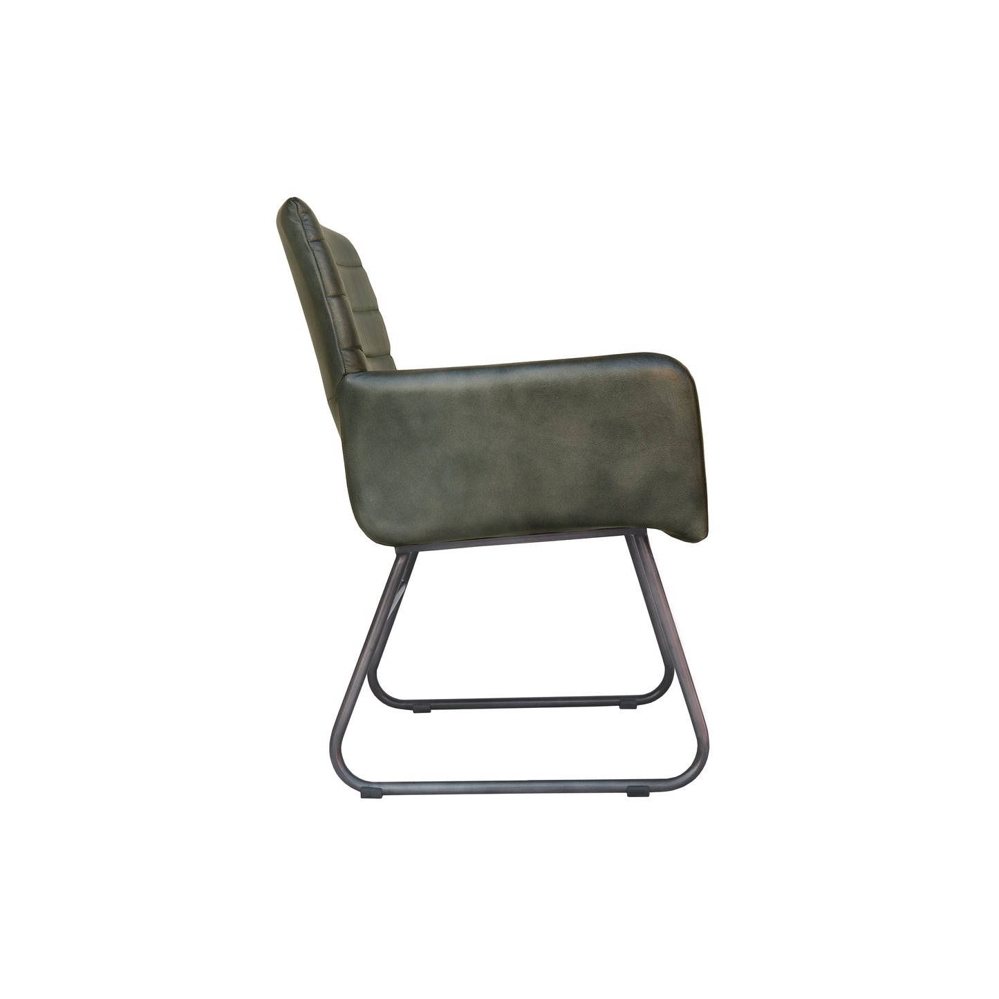 Set of 2 - Light Grey Leather & Iron Chair