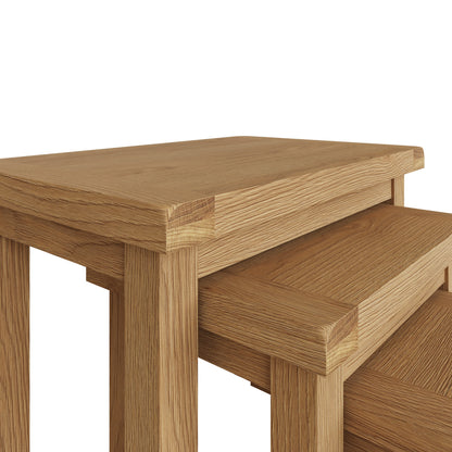 Rustic Oak Nest Of 3 Tables