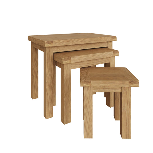 Rustic Oak Nest Of 3 Tables