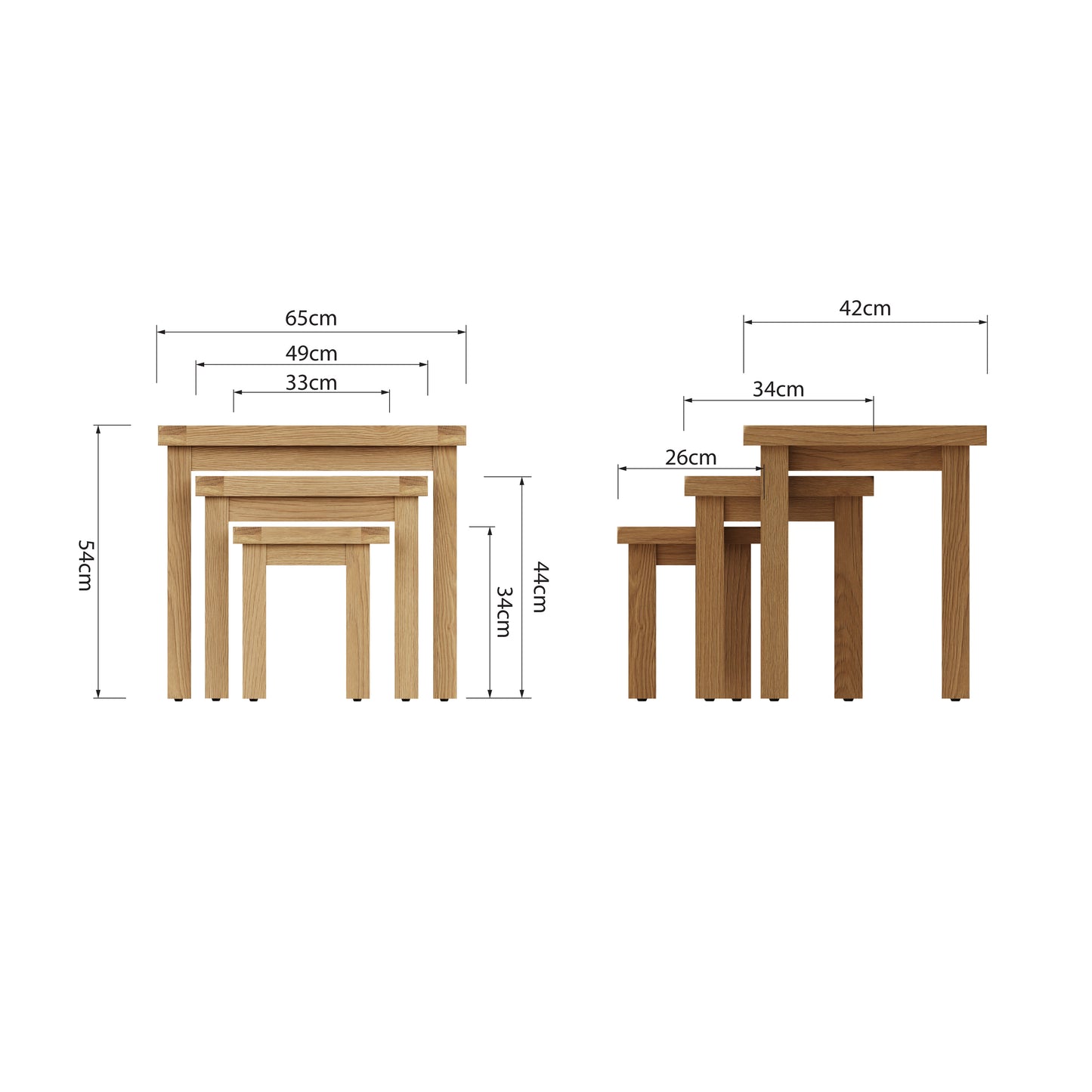 Rustic Oak Nest Of 3 Tables