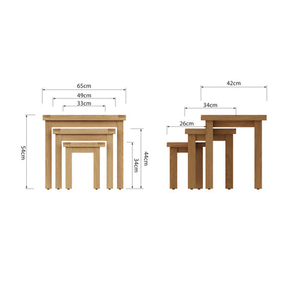 Rustic Oak Nest Of 3 Tables