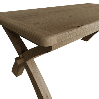 2M Cross legged Smoked Oak Table with Cross Legs Seats