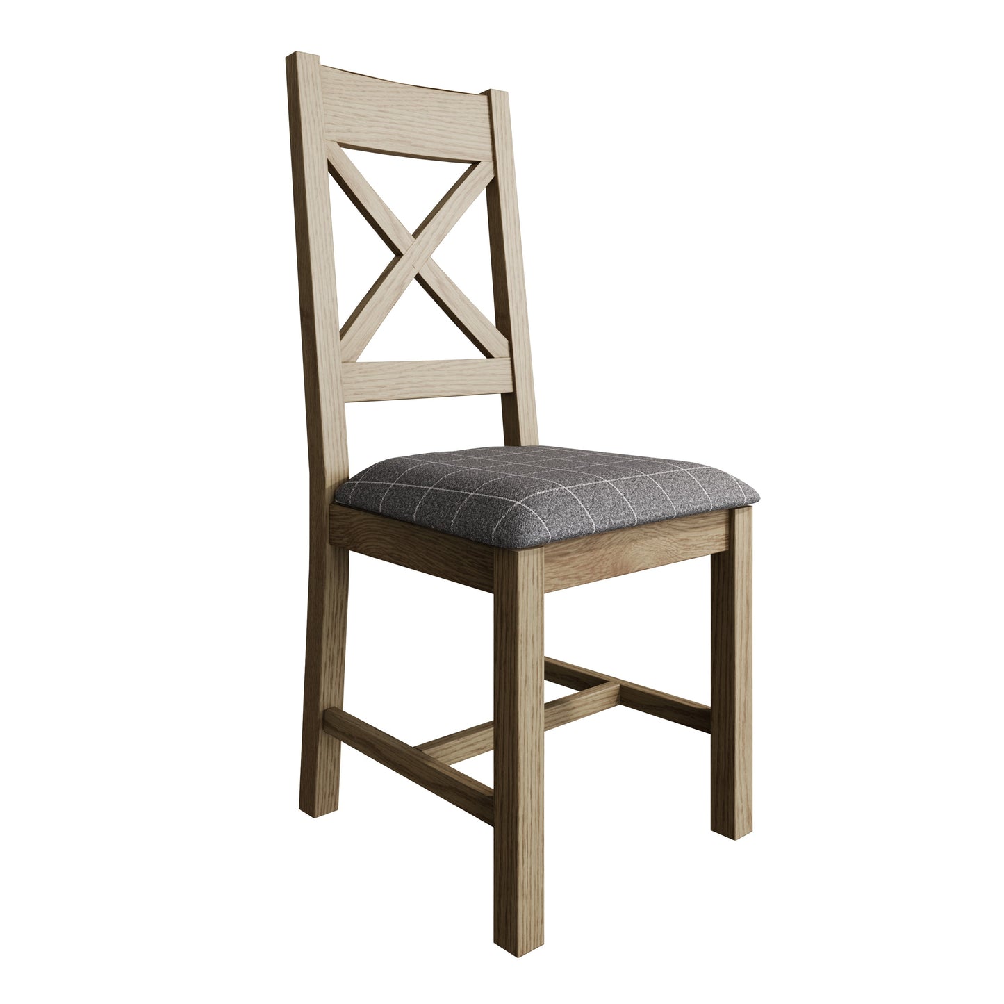 Set of 2 - Grey Cross Backed Oak Dining Chair