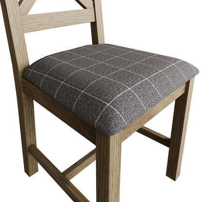 Set of 2 - Grey Cross Backed Oak Dining Chair