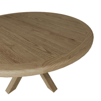 Large Round Smoked Oak Dining Table Seats 6 - 8