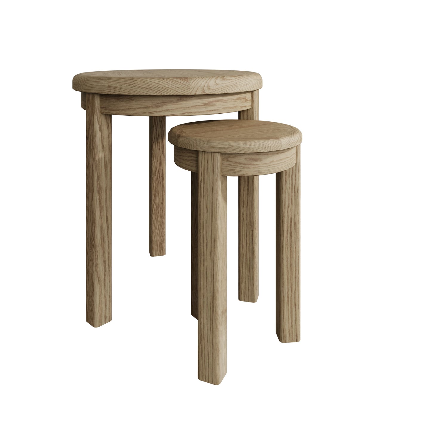 Round Oak Vaneer Nest of 2 Tables