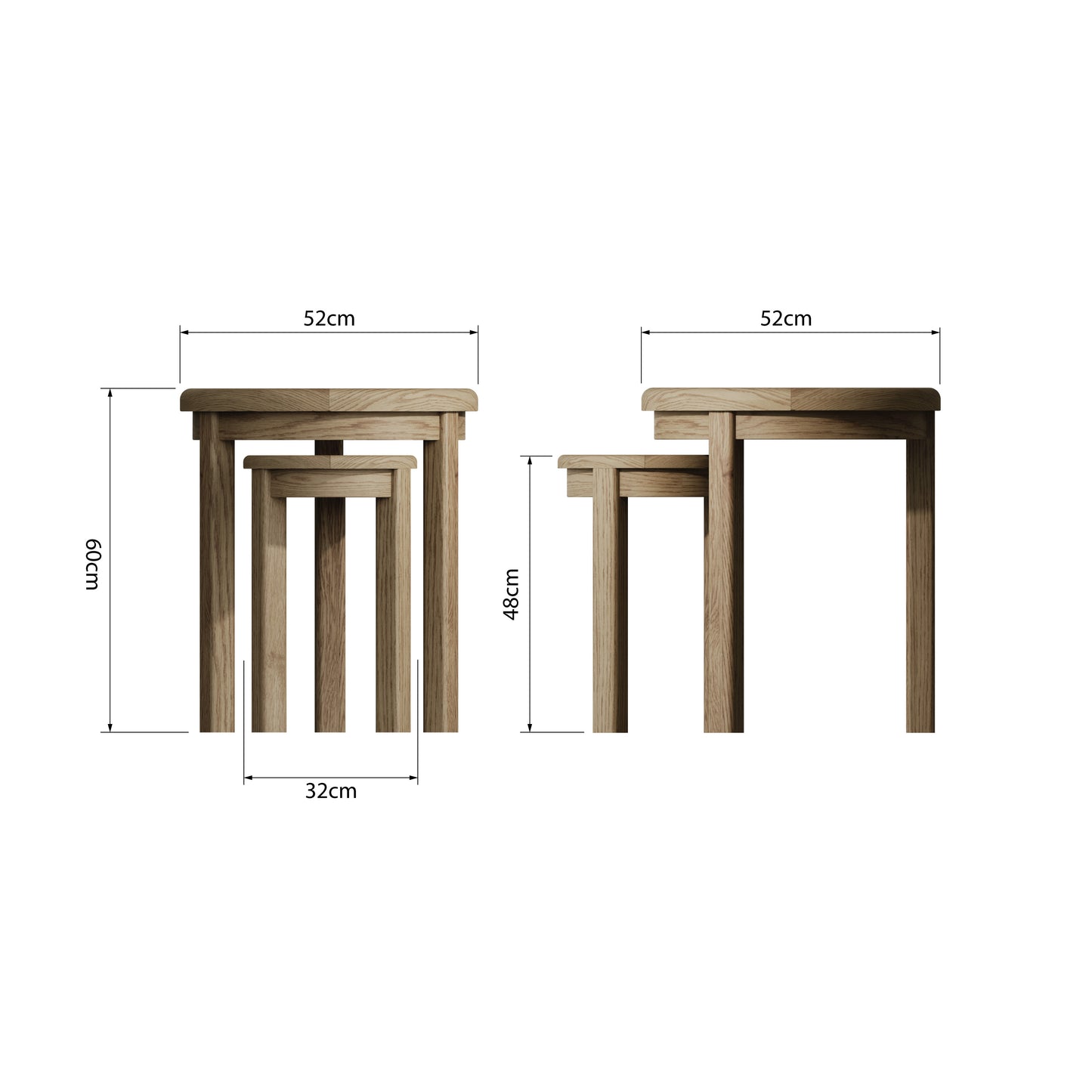 Round Oak Vaneer Nest of 2 Tables