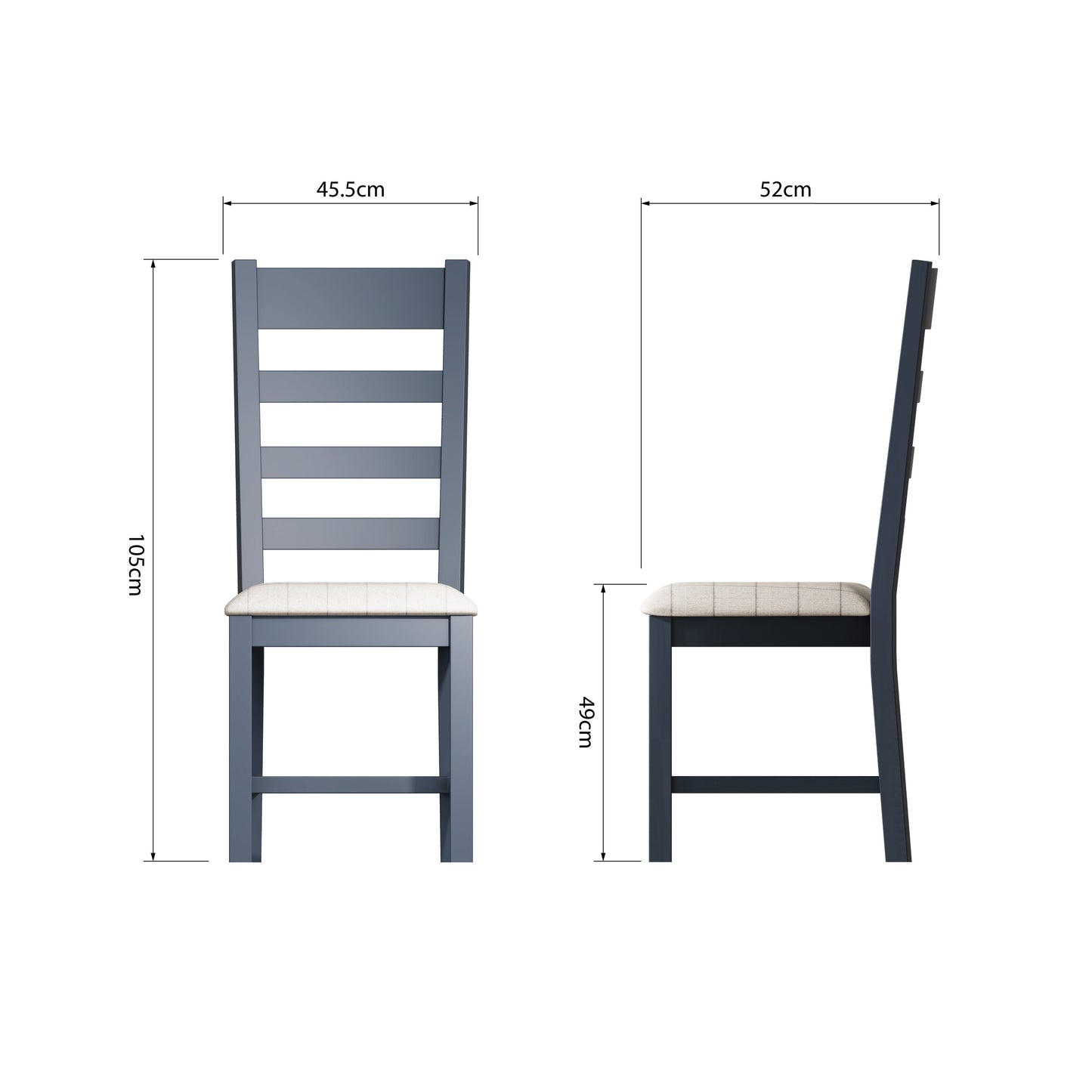 Set of 2 - Slatted Blue Dining Chair