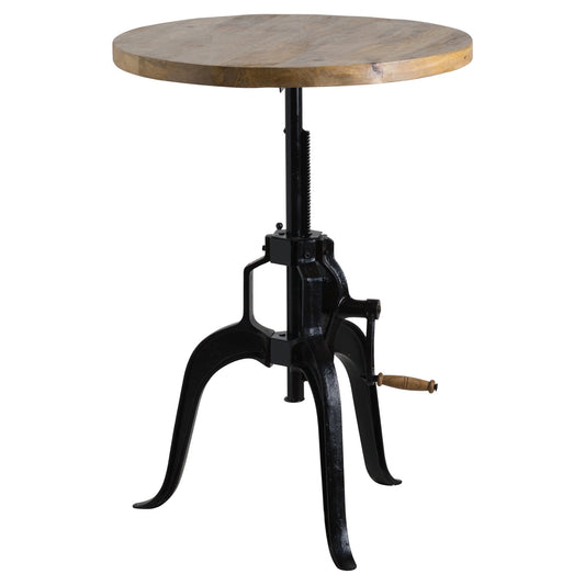 Height Adjustable Round Top Bistro Bar Table with Industrial Styling