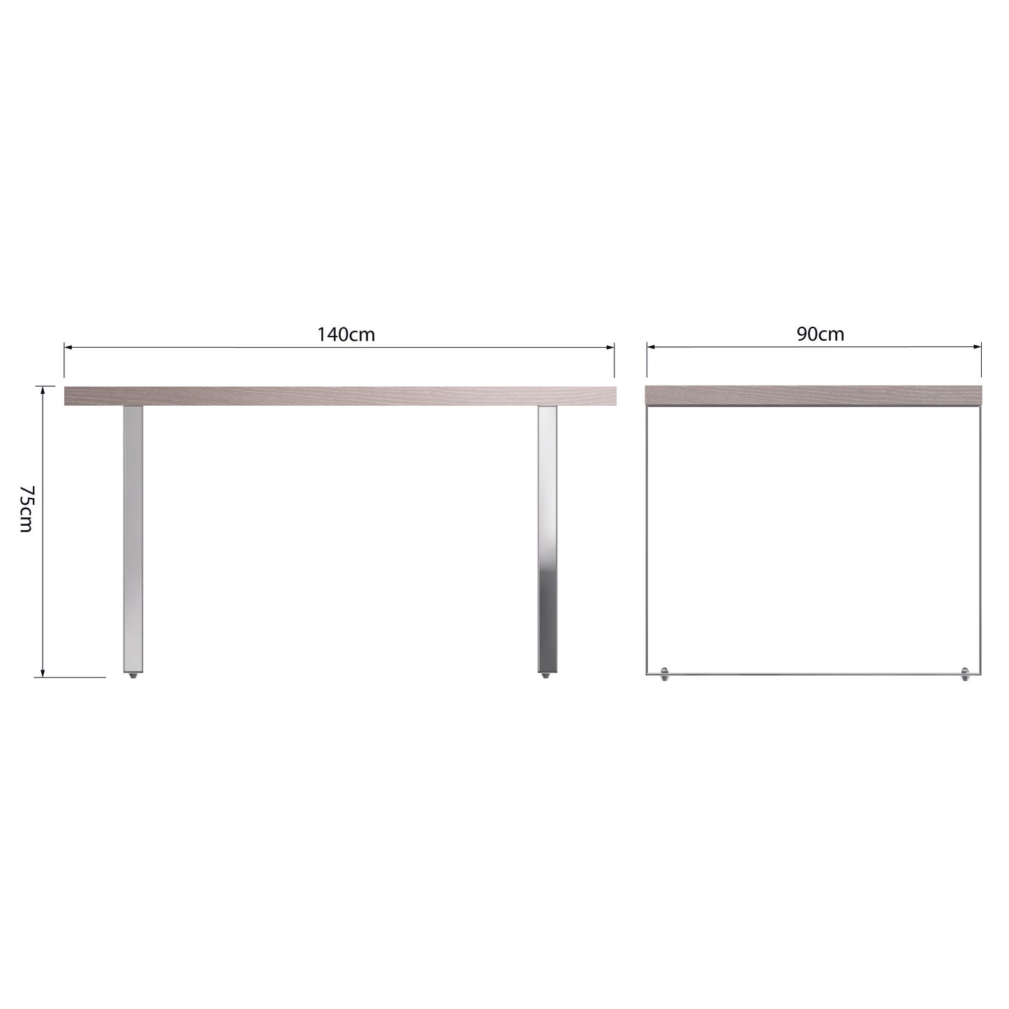 1.4M Silver Oak Chrome Leg Dining Table Seats 4 - 6